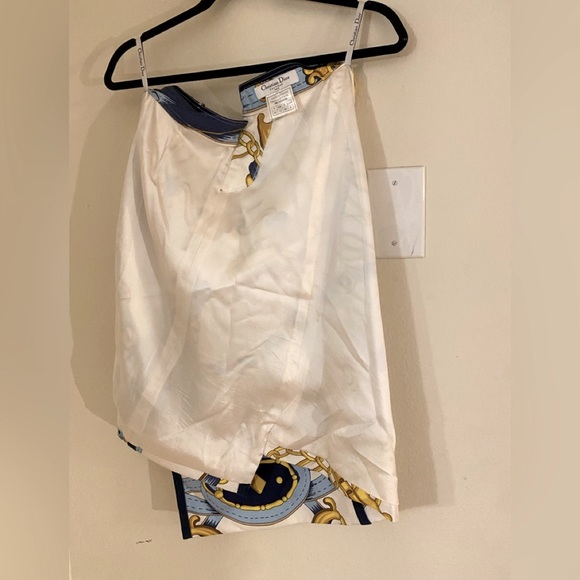 Christian Dior by John Galliano White Silk Horsebit Print Skirt Size: 40/8 - Picture 5 of 7